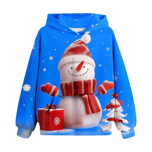 Generisch Weihnachten Hoodie Madchen Pullover Kinder Klamotten Sweatshirt Weihnachtspullover Kapuzenpullover Warm Kleidung Regular Bekleidung Classic Oberteile Blau, 11 Jahre von Generisch