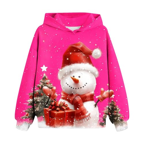 Generisch Weihnachten Hoodie Madchen Pullover Kinder Klamotten Sweatshirt Weihnachtspullover Lässig Loose Kapuzenpullover Warm Kleidung Regular Bekleidung Classic Oberteile Rosa,150 von Generisch