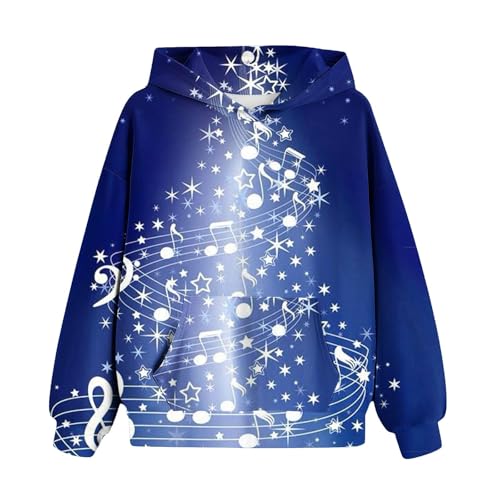 Generisch Weihnachten Hoodie Madchen Pullover Kinder Sweatshirt Bedrucktes Klamotten Kapuzenpullover Weihnachtspullover Regular Bekleidung Warm Kleidung Classic Oberteile Blau, 11 Jahre von Generisch