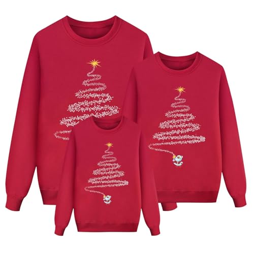 Generisch Weihnachten Kleidung Familien Pullover,Sweatshirt Damen Herren Kinder Lustige 3D Pullover Outfit Weihnachten Ugly Christmas Sweater mit Elch Print Rundhals mit Reindeer Weihnachtspullover von Generisch