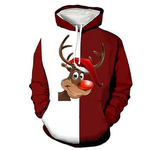 Generisch Weihnachten Pullover Herren Lustige 3D Druck Weihnachtspullover Hoodie Oversized Winter Weihnachtspulli Weihnachtsmotiv Coole Kapuzenpulli Kapuzenpullover Y2K Unisex Sweatshirts Sweater von Generisch