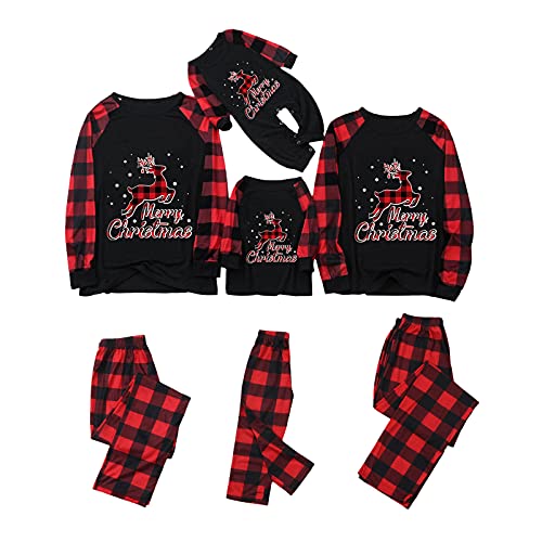 Generisch Weihnachten Schlafanzug Familien Pyjama Set Lang Tops+Hosen Strampler Neujahr Zweiteiliger für Vater, Mutter, Kinder von Generisch