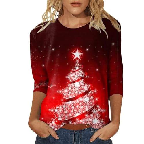 Generisch Weihnachts Damen Shirt Langarm Lustiger Weihnachtspullover Weihnachtsshirt Damen Langarm Oberteile Damen Weihnachten Kleid Mit Weihnachtsmotiv Damen Weihnachtspullover Glitzer von Generisch