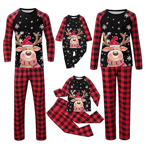 Generisch weihnachts eltern-kind pyjama set, Weihnachts Pyjama Familie Set, Kuschelig Matching Schlafanzug Damen Herren Partner Baumwolle Christmas Pyjama Kinder Jungen Mädchen Familie Pyjamas Set von Generisch