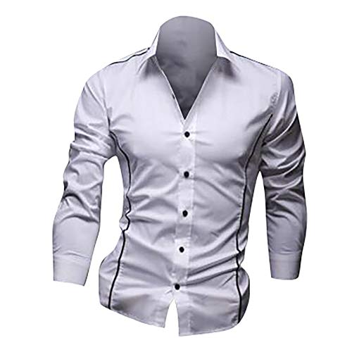 Generisch Weihnachts Hemd, Herren Freizeitmode Langarm Slim Hemd Kurzarm Gothic Kleidung Männer Moderne Hemden, Weisses 5XL, Bügelfreie Hemden Günstig, 8XL Weißes Herrenhemd (XL, Weiß) von Generisch