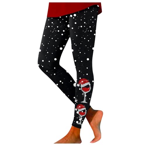 Generisch Weihnachts Leggings Damen Skinny High Waist Weihnachtsleggings Lang Stretch Weihnachten Leggins Winter Warm Weihnachtshose Frauen Weihnachtsstrumpfhose Christmas Bedruck Elegant Strumpfhose von Generisch