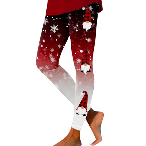 Generisch Weihnachts Leggings Damen Skinny High Waist Weihnachtsleggings Lang Stretch Weihnachten Leggins Winter Warm Weihnachtshose Frauen Weihnachtsstrumpfhose Christmas Bedruck Elegant Strumpfhose von Generisch