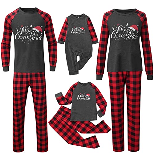 Generisch Weihnachts Pyjama Familie Set, Kuschelig Matching Schlafanzug Damen Herren Partner Baumwolle Christmas Pyjama Kinder Jungen Mädchen Familie Pyjamas Set Weihnachten Bedruckte Nachtwäsche von Generisch