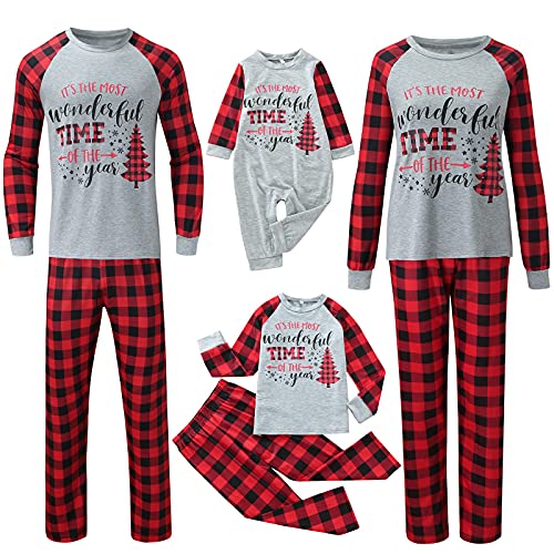 Generisch Weihnachts Pyjama Familie Set, Kuschelig Matching Schlafanzug Damen Herren Partner Baumwolle Christmas Pyjama Kinder Jungen Mädchen Familie Pyjamas Set Weihnachten Bedruckte Nachtwäsche von Generisch