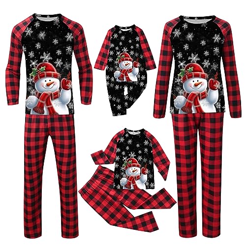 Generisch Weihnachts Pyjama Familie Set, Kuschelig Matching Schlafanzug Damen Herren Partner Baumwolle Christmas Pyjama Kinder Jungen Mädchen Familie Pyjamas Set Weihnachten Bedruckte Nachtwäsche von Generisch
