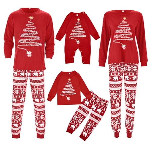 Generisch Weihnachts Schlafanzug Damen Weihnachts Pyjama Family Set Matching Schlafanzug Damen Herren Kinder Weihnachtspyjama Partner Weihnachtsmotiv Baumwolle Pyjama Set Weihnachten Outfit Baby von Generisch