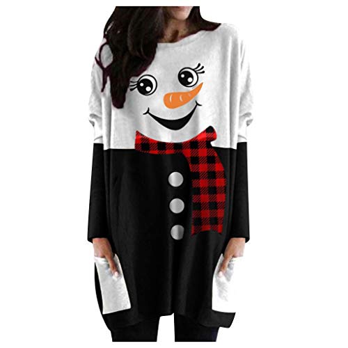 Generisch Weihnachtsbluse Damen Lustig Lang Große Größe - Longpullover für Langarmshirt Lang Oversized Rundhalsausschnitt T-Shirts Casual Sweashirt Tunika Damen Pulli Long-Shirt Kleid mit Taschen Generisch Weihnachtsbluse Damen Lustig Lang Große Größe - Longpullover für Langarmshirt Lang Oversized Rundhalsausschnitt T-Shirts Casual Sweashirt Tunika Damen Pulli Long-Shirt Kleid mit Taschen von Generisch