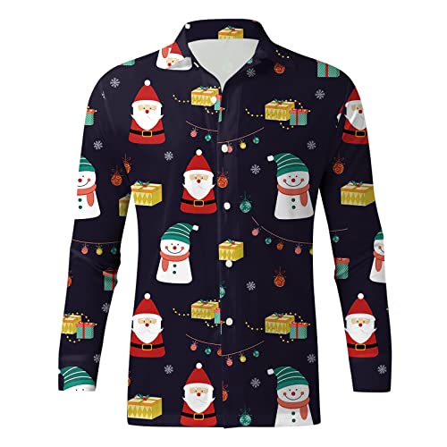 Generisch Weihnachtshemd Herren Langarm XXL Slim Fit Weihnachtshemden Weihnachts Hemd Lustig Baumwolle Hemd Weihnachten Weihnachtskleidung Große Größen 3D Weihnachtsoutfit Weihnachtsshirt von Generisch