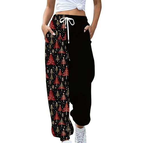 Generisch Weihnachtshose Damen Lustig Ugly Weihnachtshose Festival Party Bequeme Pants Baggy Rentiere Weihnachtsbaum Druck Weihnachtsleggings Weihnachtskleider FüR MäDchen Hose Damen Weiß Lang von Generisch