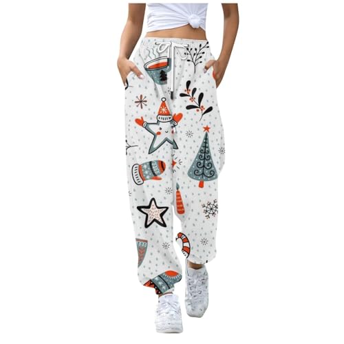 Generisch Weihnachtshose Große Größen - Jogginghose Damen High Waist Sweathose Kariert Traininghose Sportlich Sweatpants Lang Weihnachts Hosen Warm Winterhose Jogging Hose Jogginghose Baumwolle Baggy von Generisch