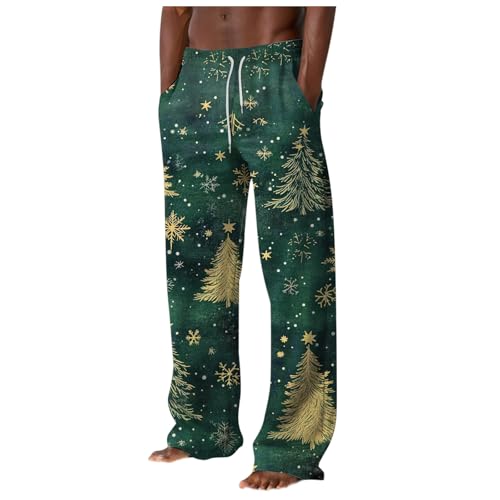 Generisch Weihnachtshose Herren Weihnachten Jogginghose Weihnachts Kostüm Hose Herren Weihnachten Druck High Waist Sporthose Taschen Winter Laufhose Weites Bein Atmungsaktiv Freizeithose Xmas Elegant von Generisch