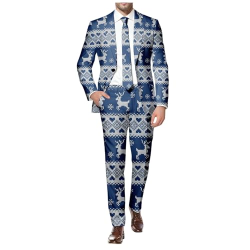 Generisch Weihnachtskostüm Herren Weihnachtsanzug Anzug Weihnachten Slim Formal Weihnachts Christmas Suits Party von Generisch