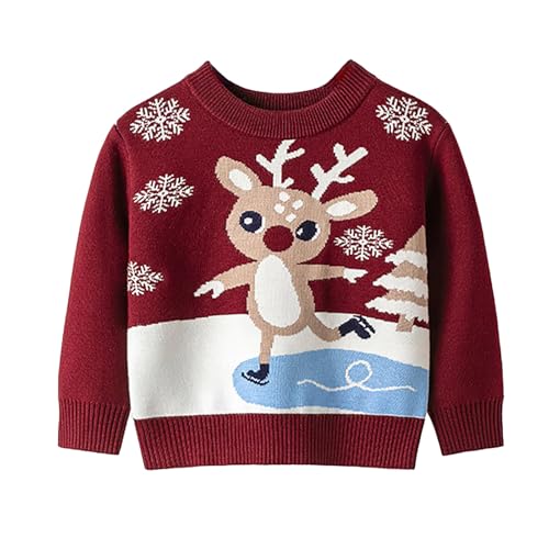 Generisch Weihnachtsoutfit Baby Mädchen Jungen Weihnachten Strick Pullover Pullover Kleinkind Kinder Santa Claus Print Weihnachtspullover von Generisch