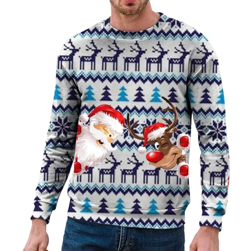 Generisch Weihnachtspulli Herren Weihnachtspulli Weihnachtsparty Weihnachten Norwegerpullover Hoodie Lustige Xmas Weihnachtspullis Funny Jumper Strickpulli Strickpullover Pullis von Generisch