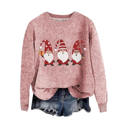 Generisch Weihnachtspullover Damen Weihnachtspulli Damen Weihnachtspullover Ugly Christmas Sweater Pullover Damen Winter Pullover Damen Rundhals Strickpullover Mit Reindeer von Generisch
