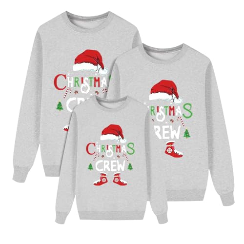 Generisch Weihnachtspullover Familie Set, Weihnachten Sweatshirt Damen Herren Kinder Rundhals Langarm Weihnachtspulli mit Reindeer Christmas Sweater Weihnachts Pullover Pärchen Weihnachtsoutfit von Generisch