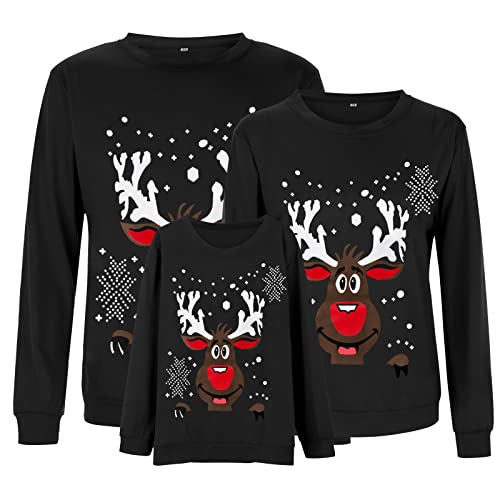 Weihnachtspullover Familie Set Damen Herren Kinder Lustig Weihnachtspulli Pärchen Ugly Christmas Sweater Rundhals mit Reindeer Unisex Weihnachts Pullover Familie Set Weihnachtsoutfit von Generisch