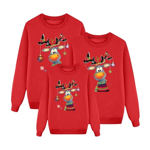 Weihnachtspullover Familie Set Damen Herren Kinder Lustig Weihnachtspulli Pärchen Ugly Christmas Sweater Rundhals mit Reindeer Unisex Weihnachts Pullover Familie Set Weihnachtsoutfit von Generisch