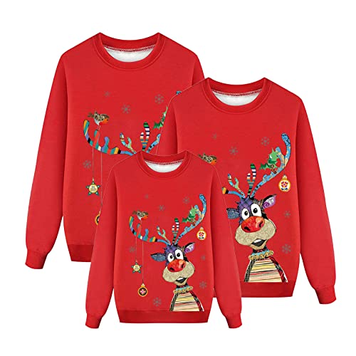 Weihnachtspullover Familie Set Damen Herren Kinder Lustig Weihnachtspulli Ugly Christmas Sweater Rundhals mit Reindeer Unisex Weihnachts Pullover Pärchen Lustig Weihnachtsoutfit von Generisch