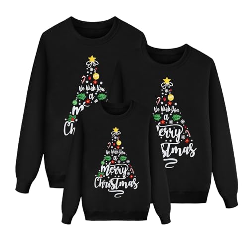 Generisch Weihnachtspullover Familie Set Damen Herren Kinder Lustig Weihnachtspulli Ugly Christmas Sweater Rundhals mit Reindeer Unisex Weihnachts Pullover Set Partnerlook Pärchen Weihnachtsoutfit361 von Generisch