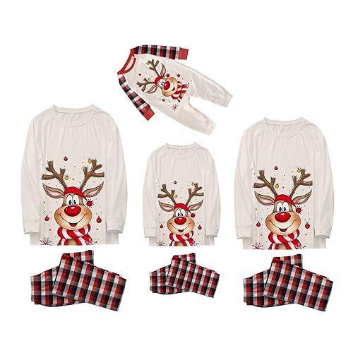 Generisch weihnachtspullover familie set rot, Weihnachts Pyjama Familie Set, Kuschelig Matching Schlafanzug Damen Herren Partner Baumwolle Christmas Pyjama Kinder Jungen Mädchen Familie Pyjamas Set von Generisch