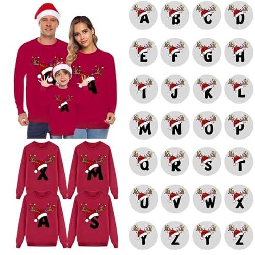 Generisch Weihnachtspullover Herren, Weihnachtspullover Familie Set Damen Herren Kinder A-Z Letter Lustig Weihnachtspulli Ugly Rentier Pullover Weihnachts Rundhals Pulli Christmas Unisex Sweater von Generisch