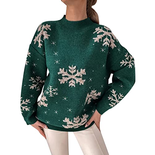 Generisch Weihnachtspullover Herren Damen Christmas Sweater mit Rentiermuster Strickpulli Langarm Warme Strickpullover Rundhals Pullover Kapuzenpullover FüR Damen Street One Pullover Damen von Generisch