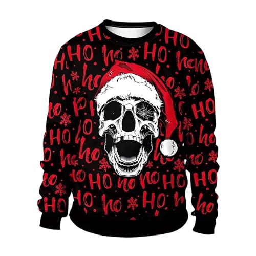 Generisch Weihnachtspullover Herren Lustig Strickpullover mit Rundhals Sweat Oberteile Herren Party Style Loose weihnachtspulli Strick Oversized Langarmshirt Xmas Pulli Winter Sweatshirt Pullover von Generisch