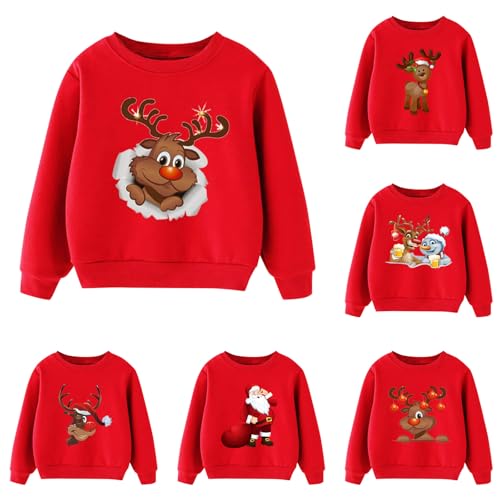 Generisch Weihnachtspullover Kinder Langarm Weihnachtsmann Hirsch Drucken Rundhals Sweatshirt Jungen Lässig Locker Weihnachts Kostüm Kinder Jungen Winter Und Fall Pullover von Generisch
