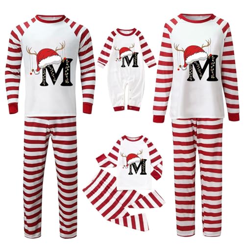 Generisch Weihnachtspyjama Familie Set, Weihnachtsoutfit Familie Weihnachts Schlafanzug Brief Drucken Familien Outfit Weihnachten Pyjama für Herren Damen Kinder Baby Christmas Nachtwäsche Pyjamas von Generisch