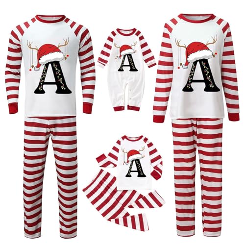 Generisch Weihnachtspyjama Familie Set, Weihnachtsoutfit Familie Weihnachts Schlafanzug Brief Drucken Familien Outfit Weihnachten Pyjama für Herren Damen Kinder Baby Christmas Nachtwäsche Pyjamas L von Generisch