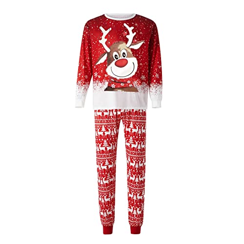 Generisch Weihnachtspyjama Familie Set Kuschelig Christmas Pyjama Matching Pyjamas Couple Lang Partner Baumwolle Weihnachts Schlafanzug Cute Paare Weihnachts Pyjama Familien Outfit Set von Generisch