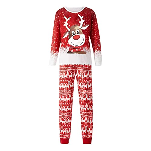 Generisch Weihnachtspyjama Familie Set Kuschelig Christmas Pyjama Matching Pyjamas Couple Lang Partner Baumwolle Weihnachts Schlafanzug Cute Paare Weihnachts Pyjama Familien Outfit Set von Generisch