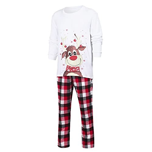 Generisch Weihnachtspyjama Familie Set Kuschelig Matching Pyjamas Couple Lang Partner Baumwolle Christmas Pyjama Cute Weihnachts Schlafanzug Paare Weihnachts Pyjama Familien Outfit Set von Generisch