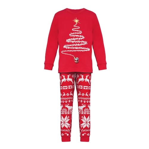 Generisch Weihnachtspyjama Familie Set Kuschelig Matching Pyjamas Couple Lang Partner Baumwolle Christmas Pyjama Weihnachts Schlafanzug Cute Paare Weihnachts Pyjama Familien Outfit Set von Generisch