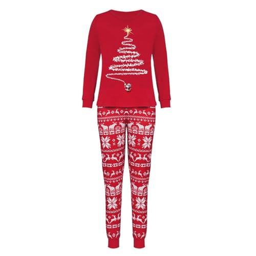 Generisch Weihnachtspyjama Familie Set Kuschelig Matching Pyjamas Couple Lang Partner Baumwolle Christmas Pyjama Weihnachts Schlafanzug Cute Paare Weihnachts Pyjama Familien Outfit Set von Generisch