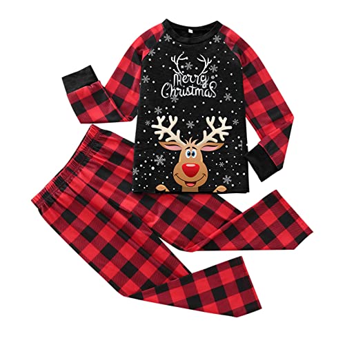 Generisch Weihnachtspyjama Familie Set Kuschelig Matching Pyjamas Couple Lang Partner Baumwolle Christmas Pyjama Weihnachts Schlafanzug Cute Paare Weihnachts Pyjama Familien Outfit Set von Generisch