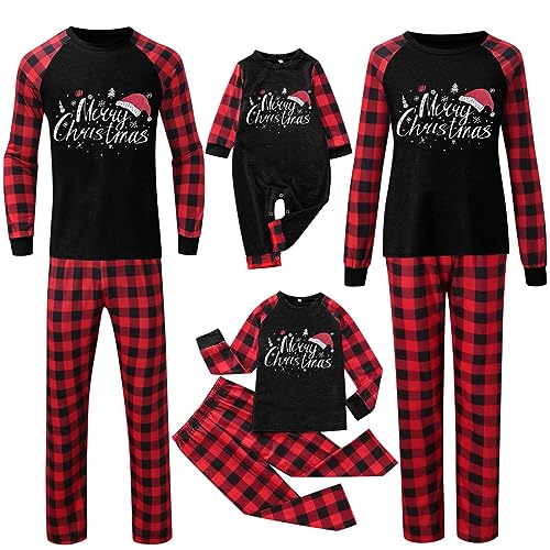 Generisch Weihnachtspyjama Familie Set Kuschelig Matching Pyjamas Couple Lang Partner Baumwolle Christmas Pyjama Weihnachts Schlafanzug Cute Paare Weihnachts Pyjama Familien Outfit Set von Generisch