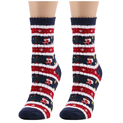 Generisch Weihnachtssocken Unisex, Crew Socken, Lustige Socken, Festliche Atmosphäre, Mehrfarbige, Verrückte, Sich Warm Halten, Rentier Schneeflocke Socken, Weihnachtsgeschenke von Generisch