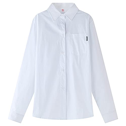 Generisch Weiß Hemd 170 Jungen Langarm Slim Fit Student Hemd Baumwolle Revers Freizeithemden Einfarbige Hemdbluse Sommerhemd Boy Langarmshirt Junge Button Down Casual Hemden Sommer Formelle Uniform von Generisch