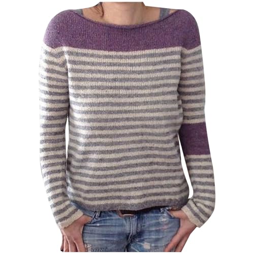 Generisch Weisser Pullover Damen, Feinstrickpullover Damen Elastizität Sweateshirt Baggy Sweater Warme Strickpullover Leichte Pullover Langarm Strickpulli Lustig Winterpullover Casual Pulli von Generisch