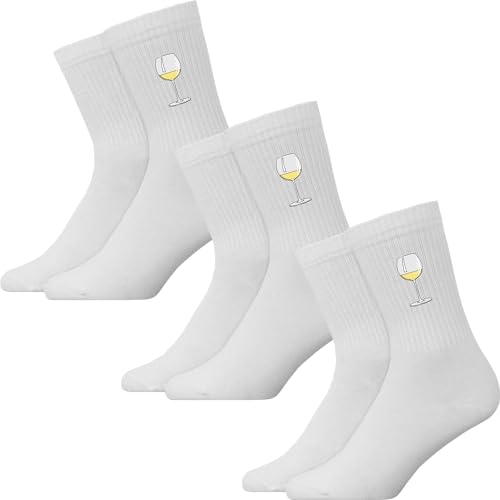 Generisch Weißweinflasche - Atmungsaktive Sportsocken Tennissocken Crew Socks Baumwolle Socken von Generisch