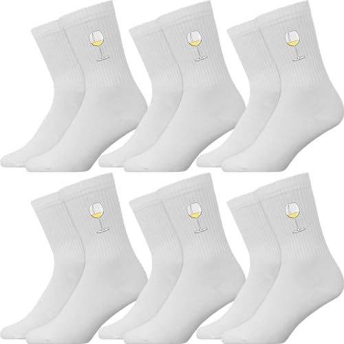 Generisch Weißweinflasche - Atmungsaktive Sportsocken Tennissocken Crew Socks Baumwolle Socken von Generisch