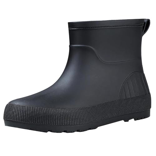 Generisch Weite Füße Winterstiefel für Damen,Regenstiefel Damen Mid Calf,einfarbige Plateau Stiefel rutschfeste Wasserschuhe Schuhe warm Keilabsatz Arbeitsstiefel von Generisch