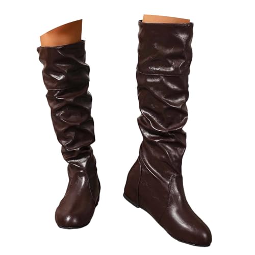 Generisch Weitschaftstiefel Damen Herbst Schaft Weite H Winter Winterstiefel Weitschaftstiefel Wasserdicht mit Absatz Cowboystiefel Schlupfstiefel Stretch Halbhoch Kniehohe Stiefel Boots von Generisch